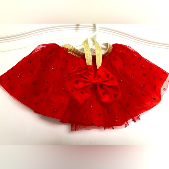Little girl’s Valentine red w/ glitter hearts tutu and matching headband - Picture 1 of 4